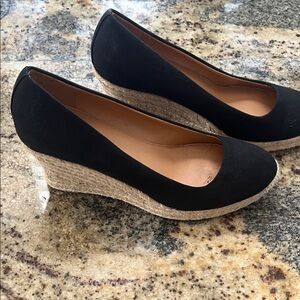 J. Crew Black Wedge Espadrille Shoes